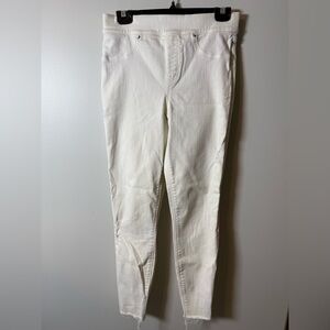 SPANX | White High Rise Crop Raw Hem Pull On Jeggings